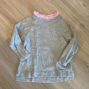 Crewcuts - Size 12 - Grey sweatshirt w pink striped collar